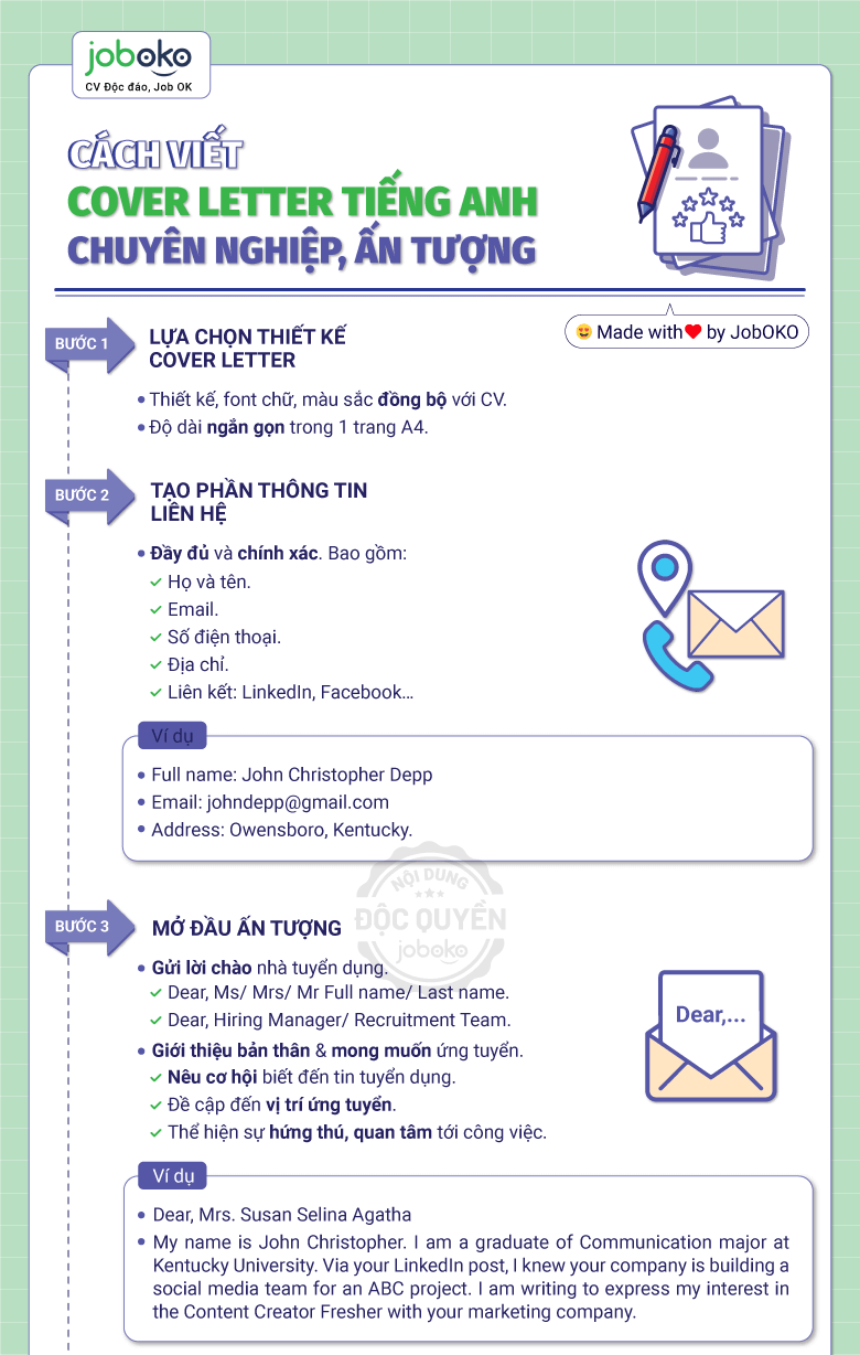 Cach viet thu xin viec bang tieng Anh, cách viết cover letter tiếng anh, cách viết cover letter bằng tiếng anh