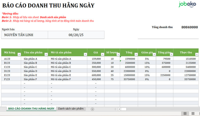 mau bao cao doanh thu ban hang