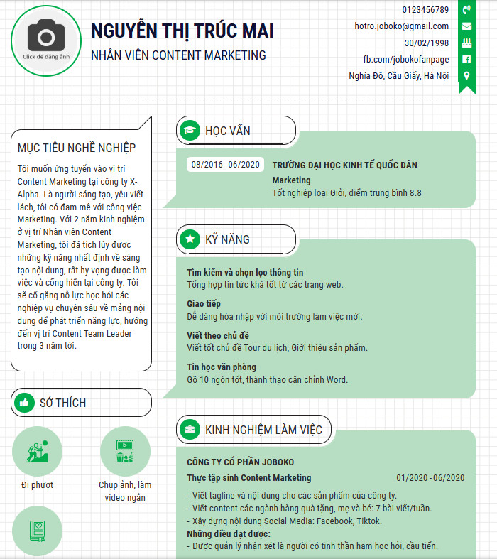 Cach viet CV xin viec nhan vien content marketing