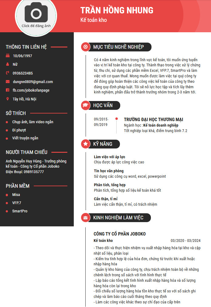 cv xin viec ke toan kho