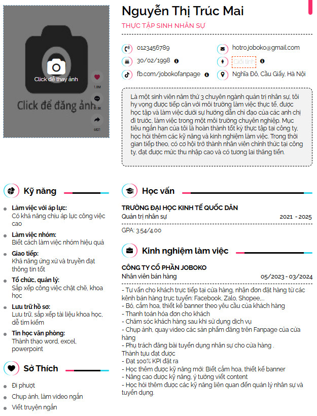 cv xin viec hanh chinh van phong