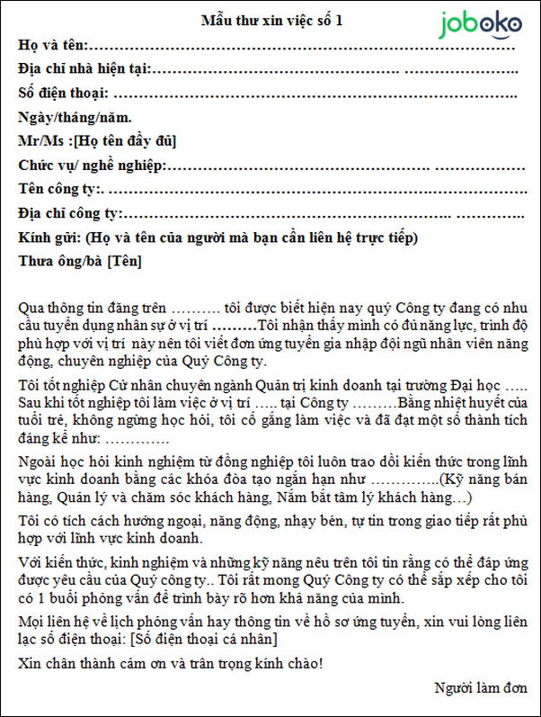 Thư xin việc chuẩn là tài liệu quan trọng giúp bạn cạnh tranh với các ứng viên khác. Thư không chỉ truyền đạt thông tin trong đơn xin việc mà còn thể hiện tính cách và năng lực của ứng viên. Vì vậy, hãy chắc chắn rằng thư của bạn là một thư chuyên nghiệp, chân thành và đầy đủ thông tin.