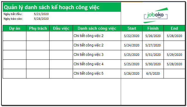 Mẫu Kế Hoạch Công Việc Ngày, Tuần, Tháng Chi Tiết, Có Link Tải Chuẩn -  Joboko