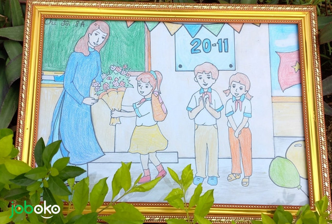 Tranh vẽ cô giáo và học sinh đẹp, ý nghĩa kỷ niệm ngày 20/11 - Joboko